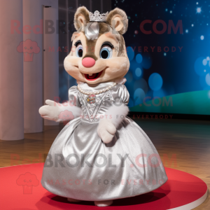 Silver Chipmunk mascot costume character dressed with a Ball Gown and Headbands