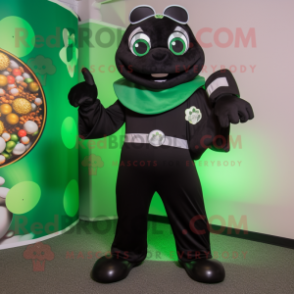 Black Bunch Of Shamrocks mascot costume character dressed with a Turtleneck and Rings