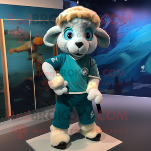 Teal Ram maskot kostume...