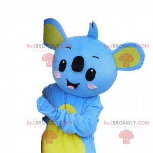 Mascote de coala azul e amarelo, fantasia de coala -