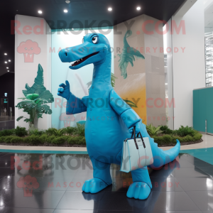 Cyan Brachiosaurus mascotte...