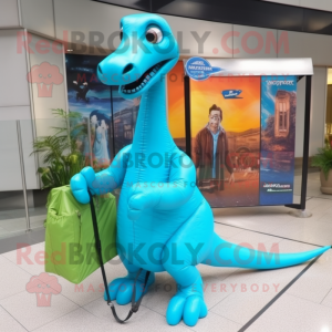 Cyan Brachiosaurus mascotte...