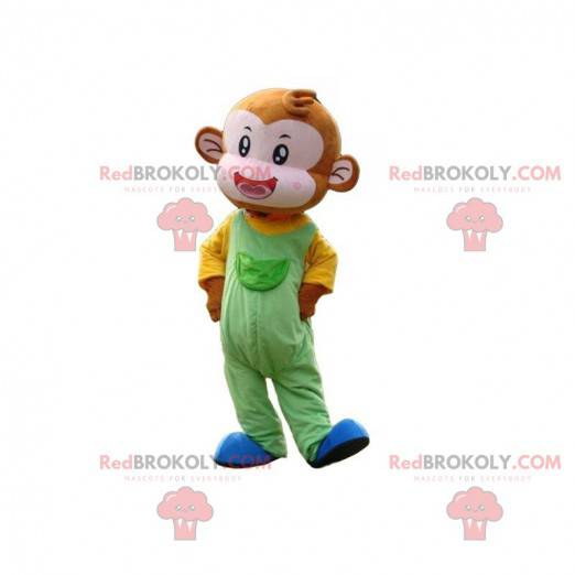 Monkey mascot with a colorful outfit, marmoset costume -