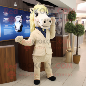 Cream Horse maskot kostume...