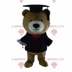 Mascota de oso de peluche graduado, graduado, disfraz de