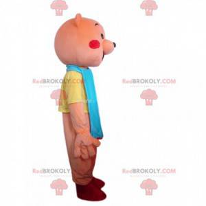 Pink teddy bear mascot with red cheeks - Redbrokoly.com