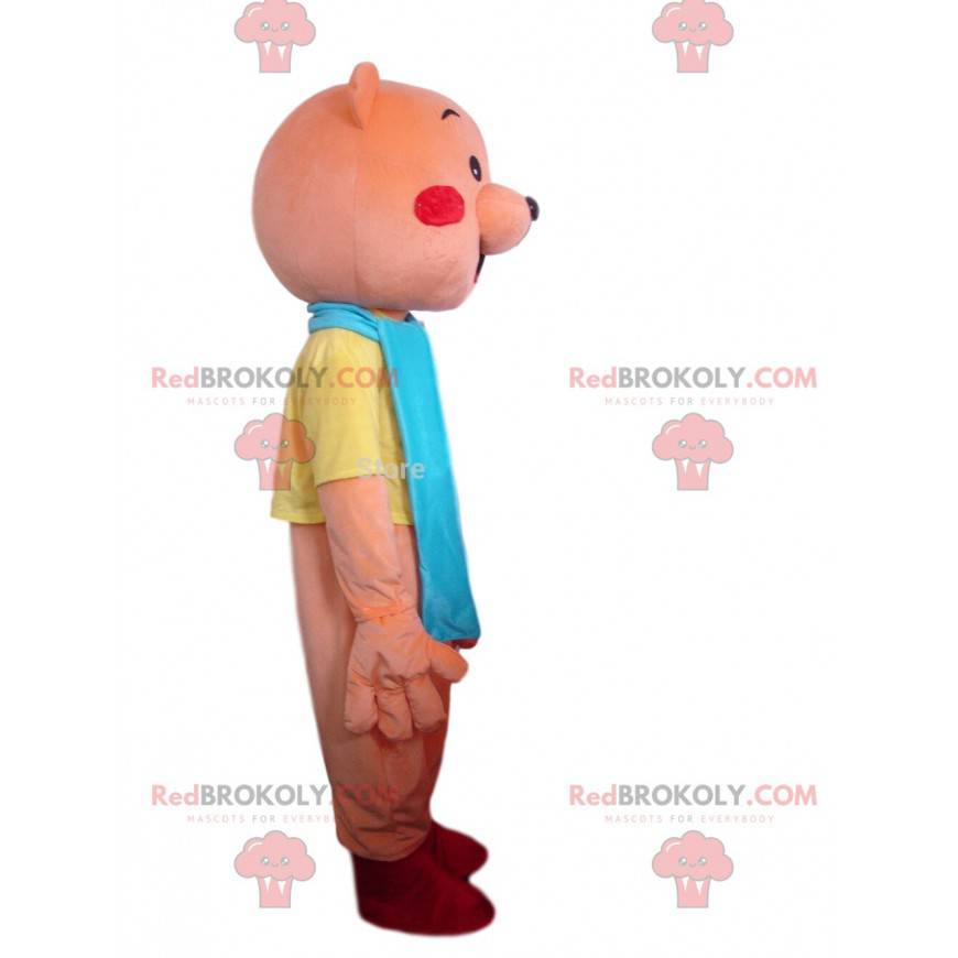 Růžový medvídek maskot s červenými tvářemi - Redbrokoly.com Růžový medvídek maskot s červenými tvářemi - Redbrokoly.com