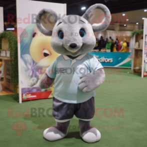 nan Chinchilla mascot costume character dressed with a Rugby Shirt and Anklets