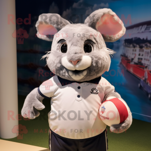 nan Chinchilla mascot costume character dressed with a Rugby Shirt and Anklets