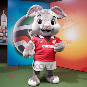 nan Chinchilla mascot costume character dressed with a Rugby Shirt and Anklets