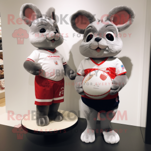 nan Chinchilla mascot costume character dressed with a Rugby Shirt and Anklets