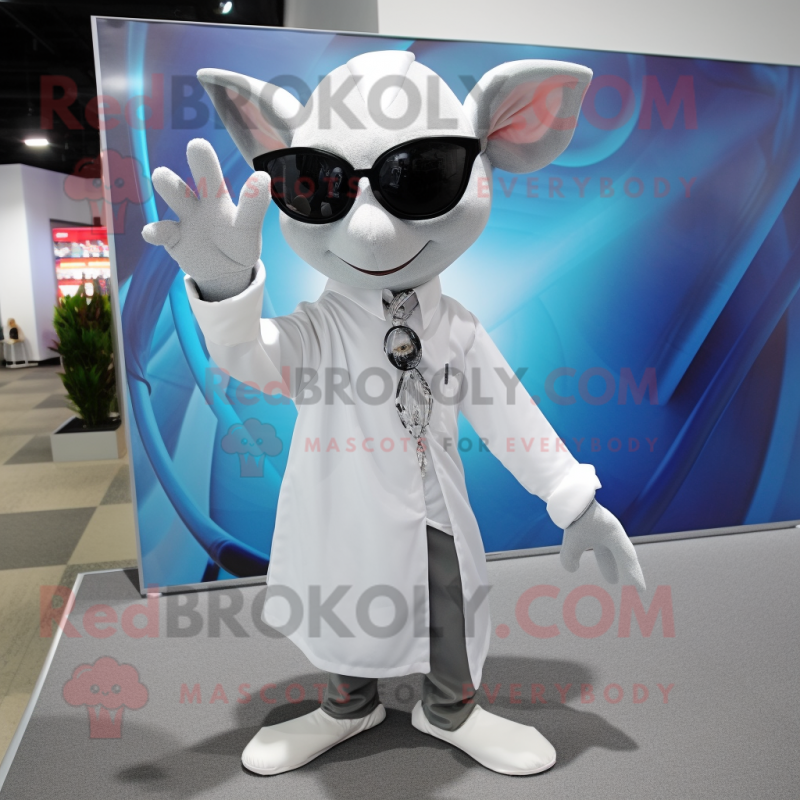 Silver Ray mascot costume character dressed with a Poplin Shirt and Sunglasses