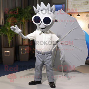 Silver Ray mascot costume character dressed with a Poplin Shirt and Sunglasses