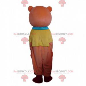 Pink teddy bear mascot with red cheeks - Redbrokoly.com