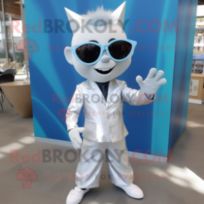 Silver Ray mascot costume character dressed with a Poplin Shirt and Sunglasses