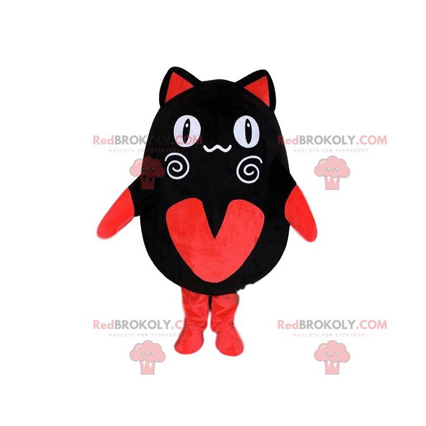 Black and red cat mascot, manga costume, manga animal -