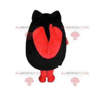 Mascotte de chat noir et rouge, costume de manga, animal manga