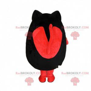 Černá a červená kočka maskot, manga kostým, manga zvíře -