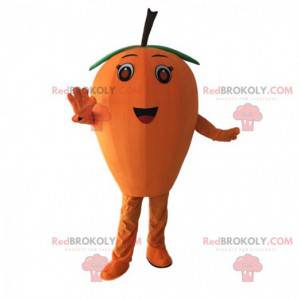 Mascot naranja níspero, traje naranja, fruta gigante -