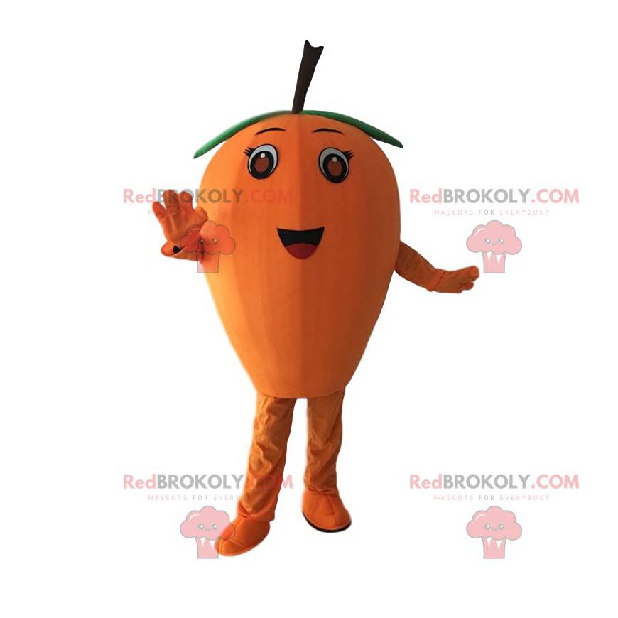 Maskot oranžový mišpule, oranžový kostým, obří ovoce -