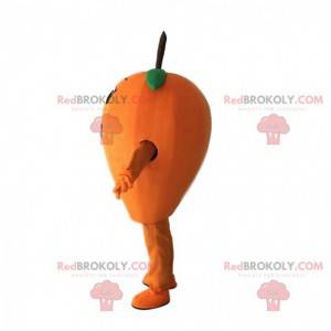 Maskot oransje medlar, oransje drakt, gigantisk frukt -
