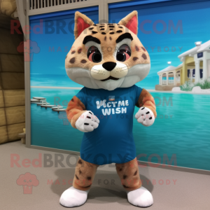 nan Bobcat mascot costume character dressed with a Swimwear and Wraps