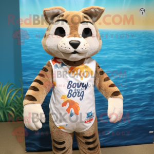 nan Bobcat mascot costume character dressed with a Swimwear and Wraps