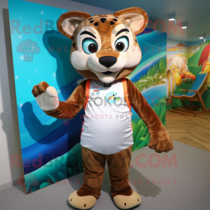 nan Bobcat mascot costume character dressed with a Swimwear and Wraps