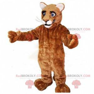 Mascotte de puma géant, costume de félin marron, de tigre -