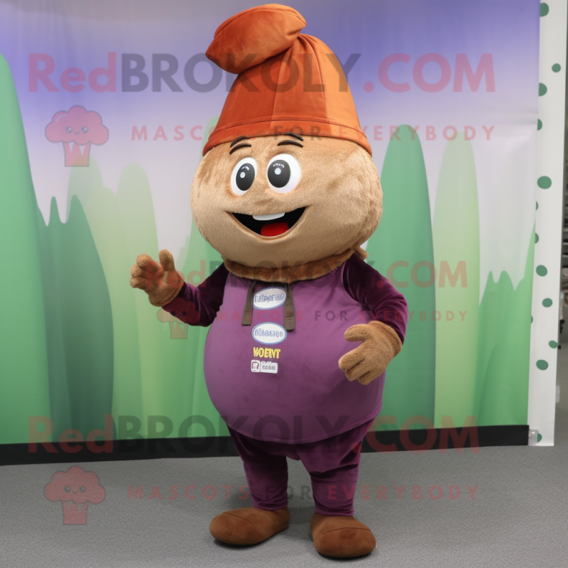 nan Onion mascot costume character dressed with a Corduroy Pants and Caps