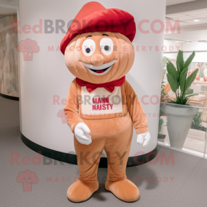 nan Onion mascot costume character dressed with a Corduroy Pants and Caps