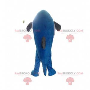 Mascotte pesce azzurro e bianco, costume da mare -