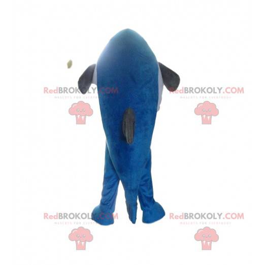 Mascote peixe azul e branco, fantasia de mar - Redbrokoly.com