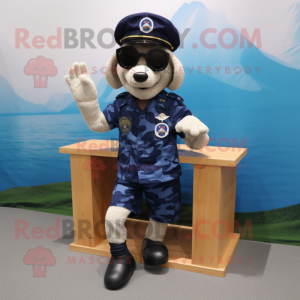 nan Navy Soldier mascot costume character dressed with a Board Shorts and Sunglasses