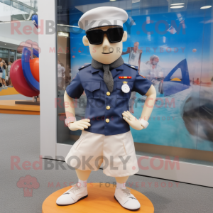 nan Navy Soldier mascot costume character dressed with a Board Shorts and Sunglasses