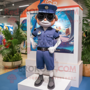 nan Navy Soldier mascot costume character dressed with a Board Shorts and Sunglasses
