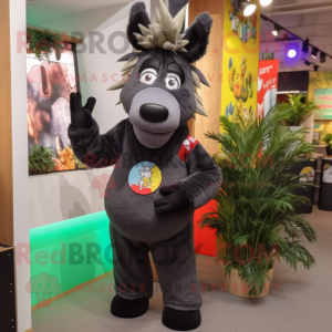 Black Donkey mascot costume character dressed with a Leggings and Hairpins