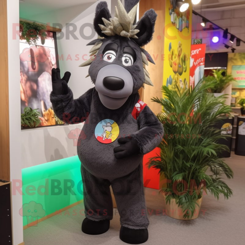 Black Donkey mascot costume character dressed with a Leggings and Hairpins Black Donkey mascot costume character dressed with a Leggings and Hairpins