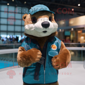 nan Otter mascot costume character dressed with a Bomber Jacket and Bracelet watches