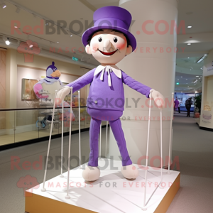 Lavender Tightrope Walker mascot costume character dressed with a Polo Tee and Hats