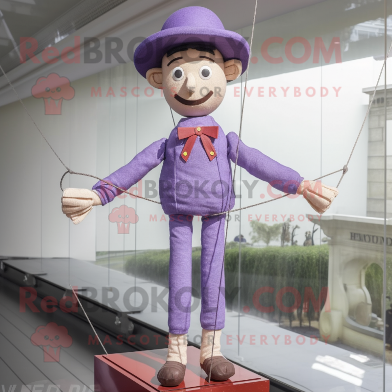 Lavender Tightrope Walker mascot costume character dressed with a Polo Tee and Hats Lavender Tightrope Walker mascot costume character dressed with a Polo Tee and Hats