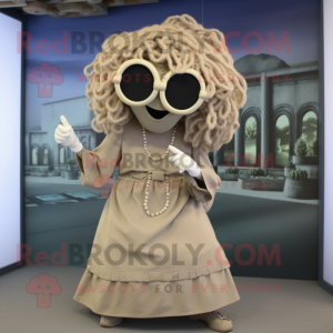 Beige Medusa maskot kostume...