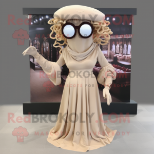 Beige Medusa maskot kostume...