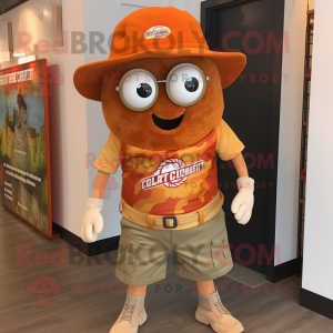 Rust Fried Calamari mascot costume character dressed with a Cargo Shorts and Berets