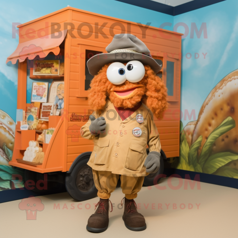 Rust Fried Calamari mascot costume character dressed with a Cargo Shorts and Berets Rust Fried Calamari mascot costume character dressed with a Cargo Shorts and Berets