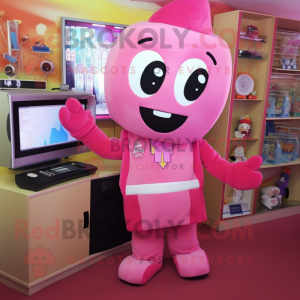 Pink tv maskot kostume...