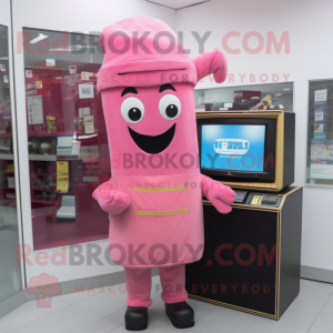 Pink tv maskot kostume...