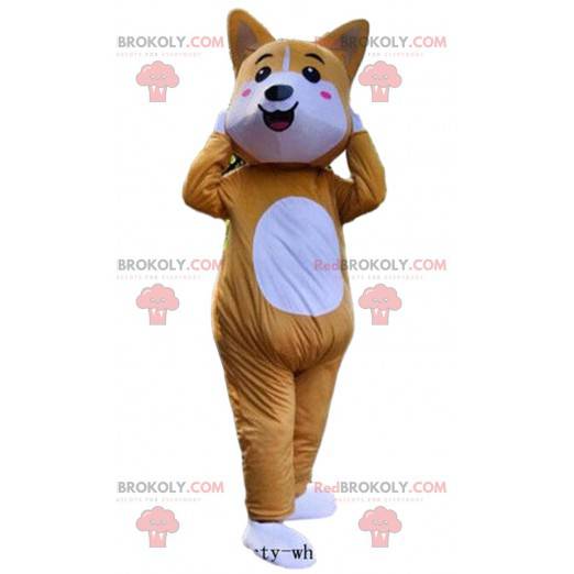 Orange und weißer Fuchs Maskottchen mit rosa Wangen -