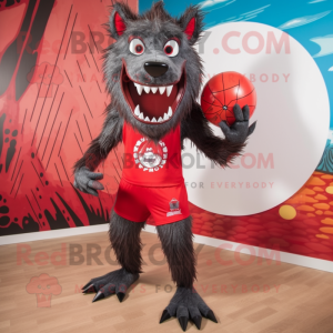 Red Werewolf maskot kostume...