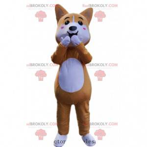 Mascotte de renard orange et blanc avec les joues roses -